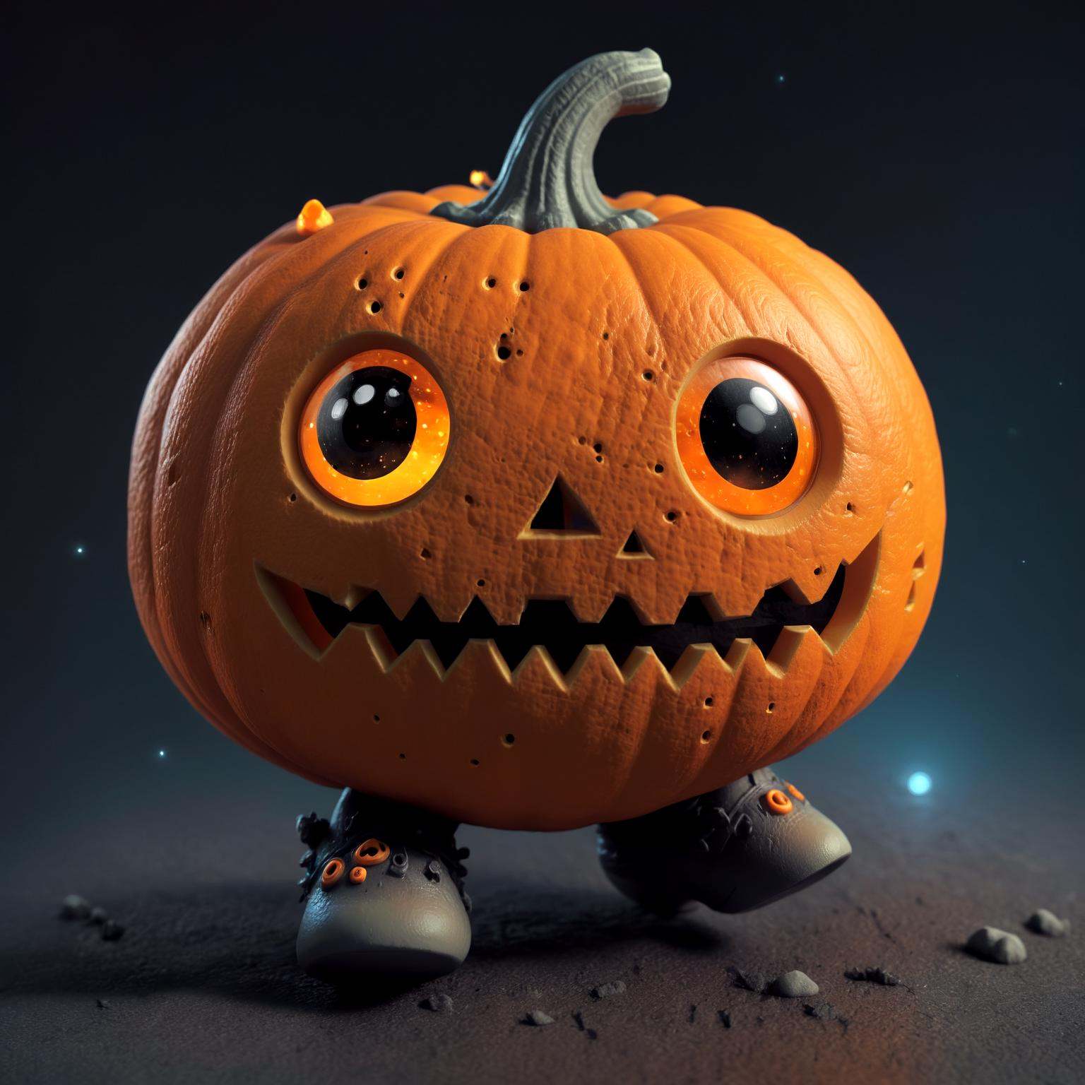 a cute helloween pumpkin jack-o-latern,  hauted house,  orange on Tensor.Art