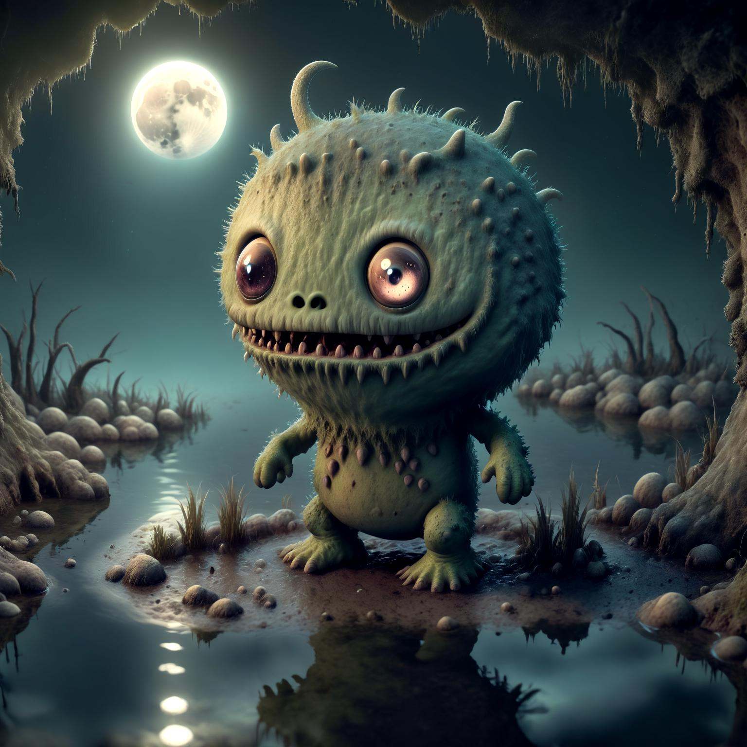 cute swamp monster at the swamp,  water,  lake as a moonster on Tensor.Art