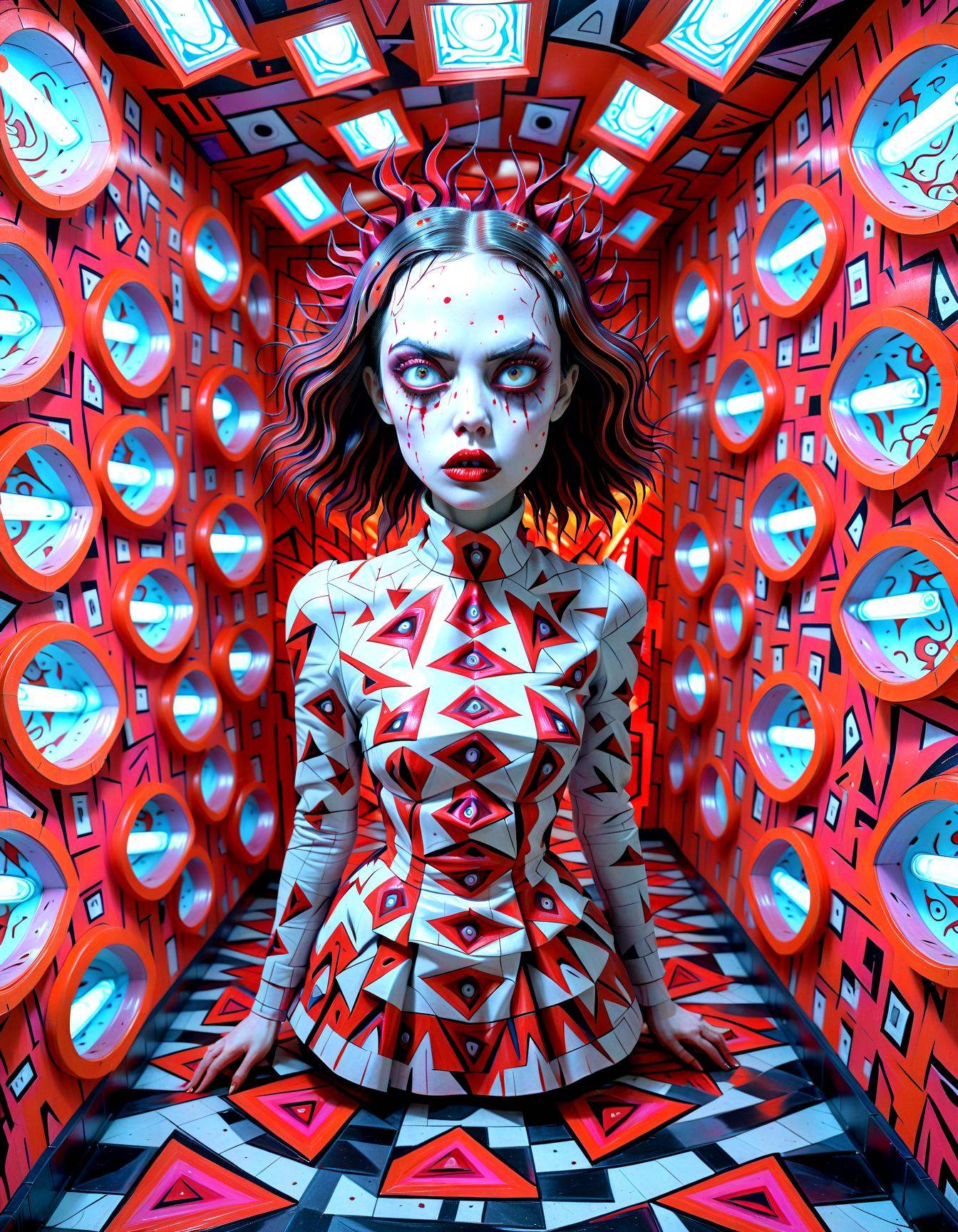 2d,  portrait Twisted geometric patterns,  kaleidoscopic nightmares on Tensor.Art