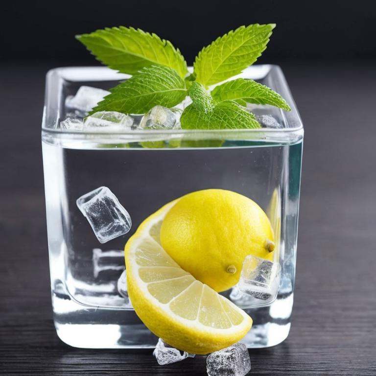 an ice cube with a slice of lemon in it,  lemonade,  one ice cube on Tensor.Art