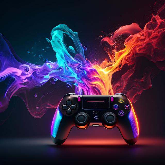 a close up of a video game controller with a lot of smoke,  video game digital art,  wallpaper 4 k on Tensor.Art