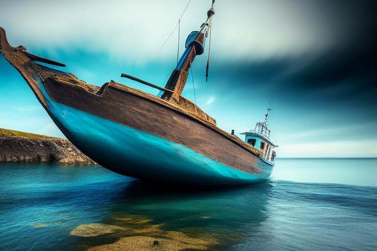 a large anchor sitting in the middle of a body of water,  best on adobe stock,  stand up with the sea behind on Tensor.Art