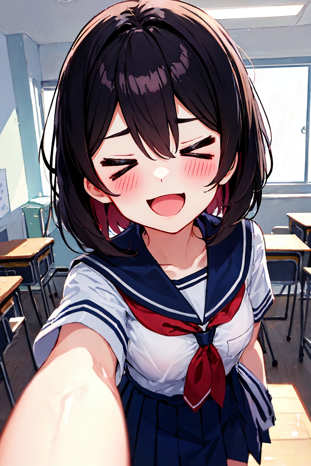 closed_eyes,  chibi:1,  :d on Tensor.Art