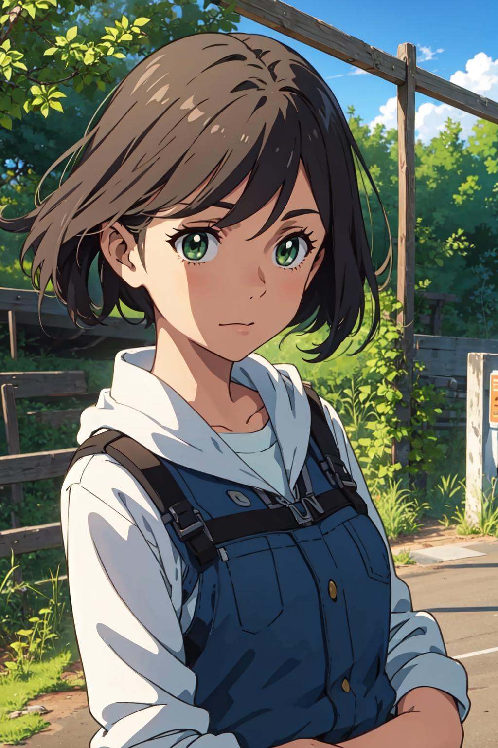 outdoors,  blue sky,  1girl by Dystopia world on Tensor.Art