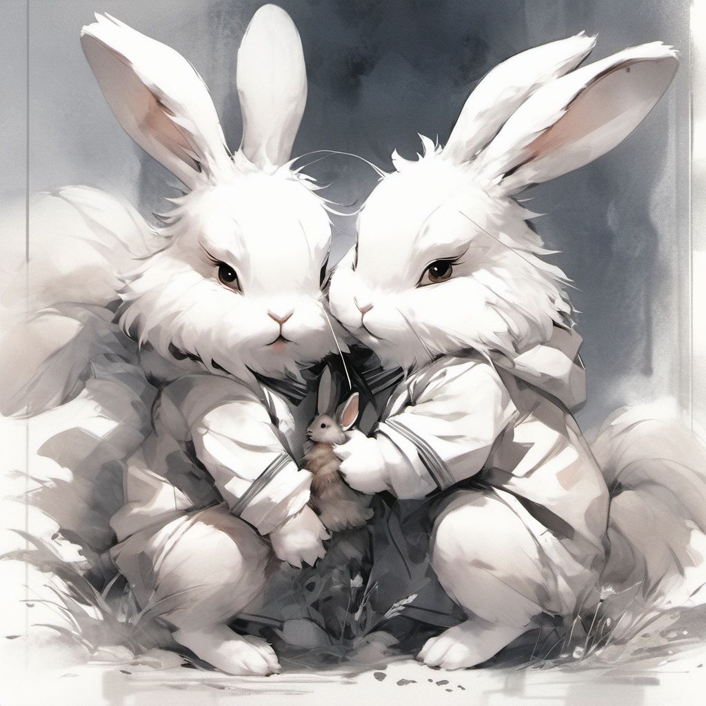 (\shui mo\), 1boy,furry, rabbits, rabbit ears, upper body