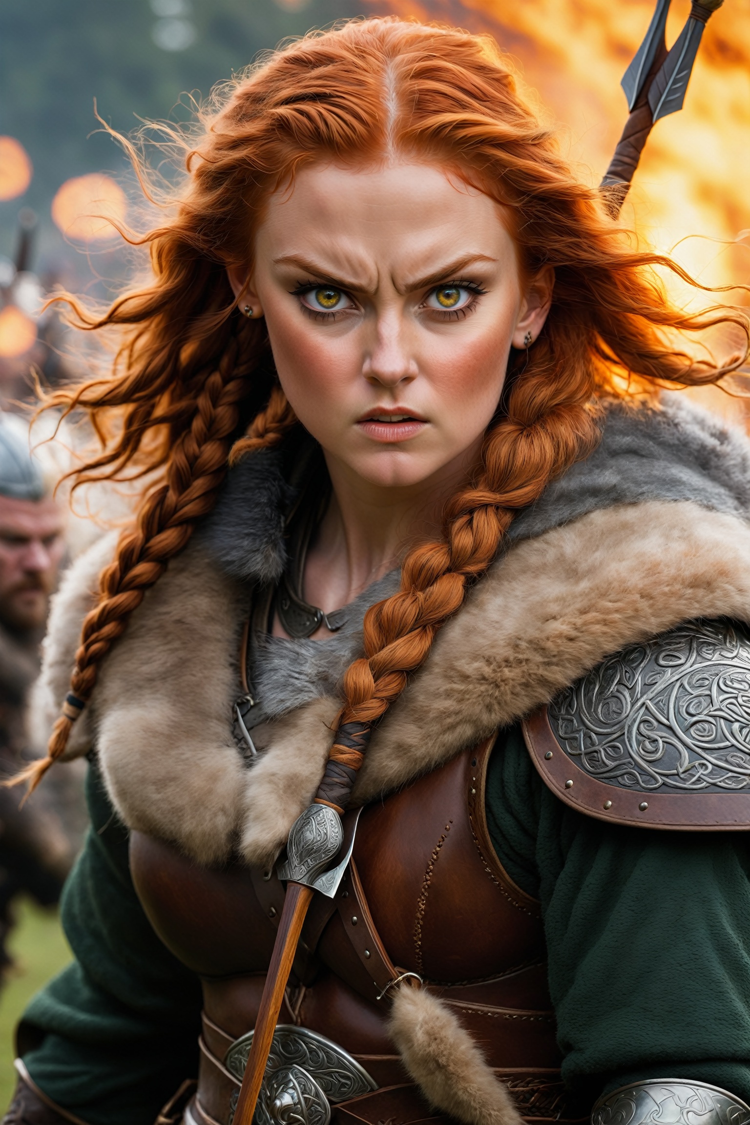 (Portrait of a fierce and fearsome Celtic warrior in battle),  (action shot photo),  (portrait) on Tensor.Art