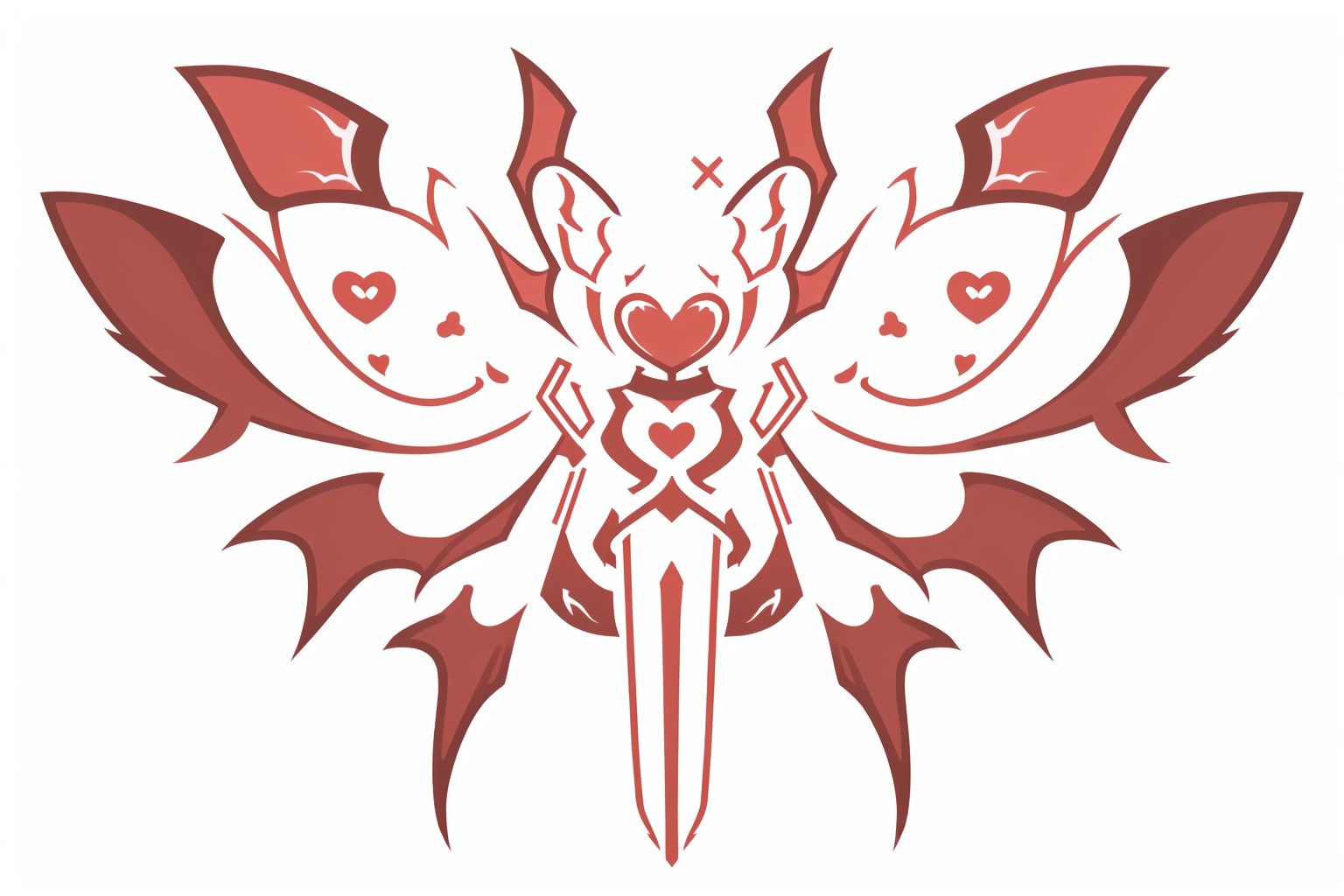 yinwen,red,(wings:1.3),wing,red heart,feather,<lora:淫纹yinwen, no humans:0.8>,