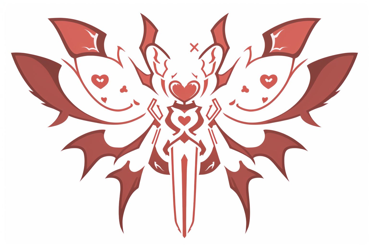 yinwen,red,(wings:1.3),wing,red heart,feather,<lora:淫纹yinwen, no humans:0.8>,