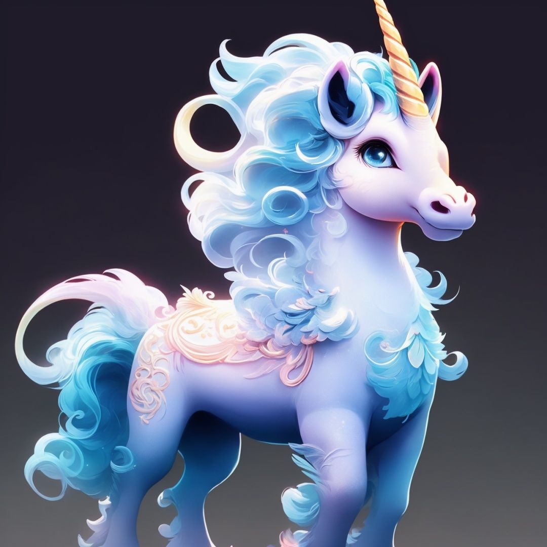  Best quality, 8k, cg,particulars,animal,Simple background,Divine beast,unicorn,stand,lovely,Stupid and cute