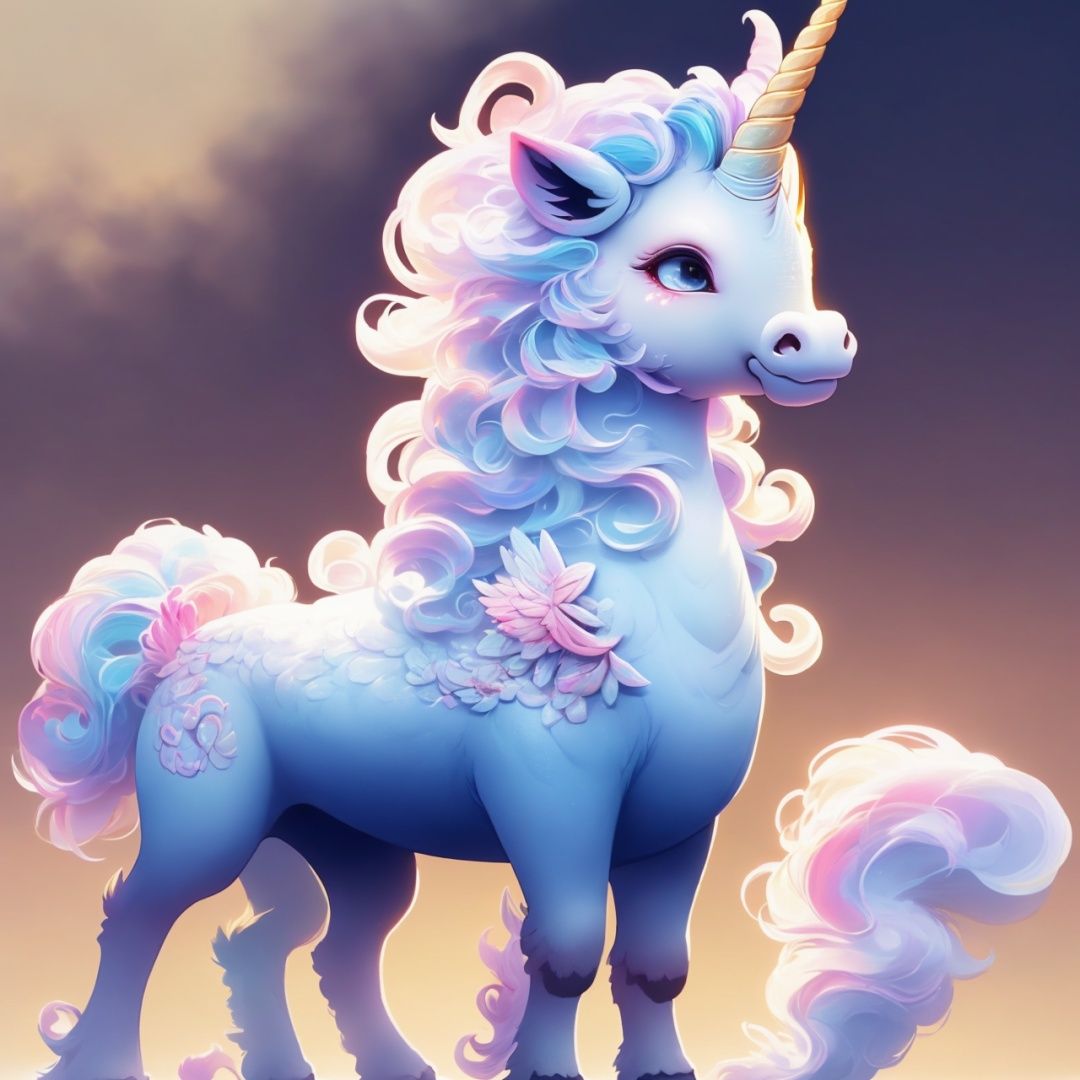  Best quality, 8k, cg,particulars,animal,Simple background,Divine beast,unicorn,stand,lovely,Stupid and cute