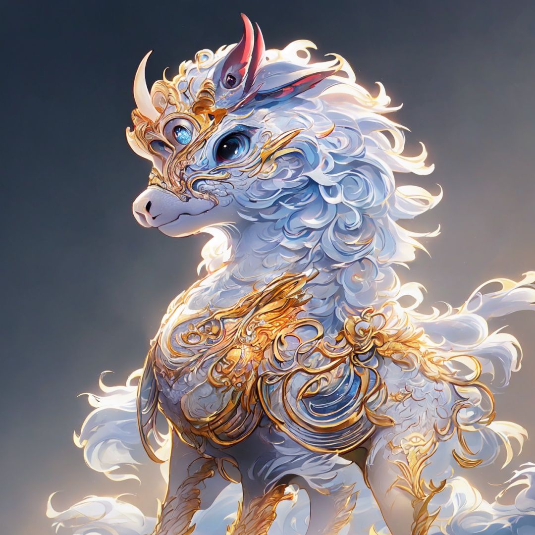  Best quality, 8k, cg,particulars,animal,Simple background,Divine beast