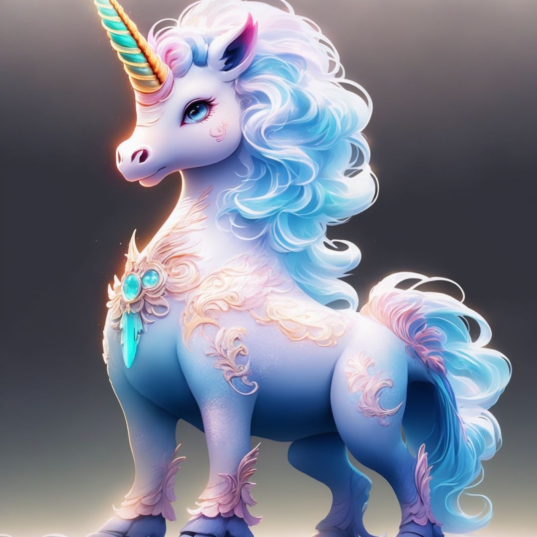  Best quality, 8k, cg,particulars,animal,Simple background,Divine beast,unicorn,stand,lovely,Stupid and cute