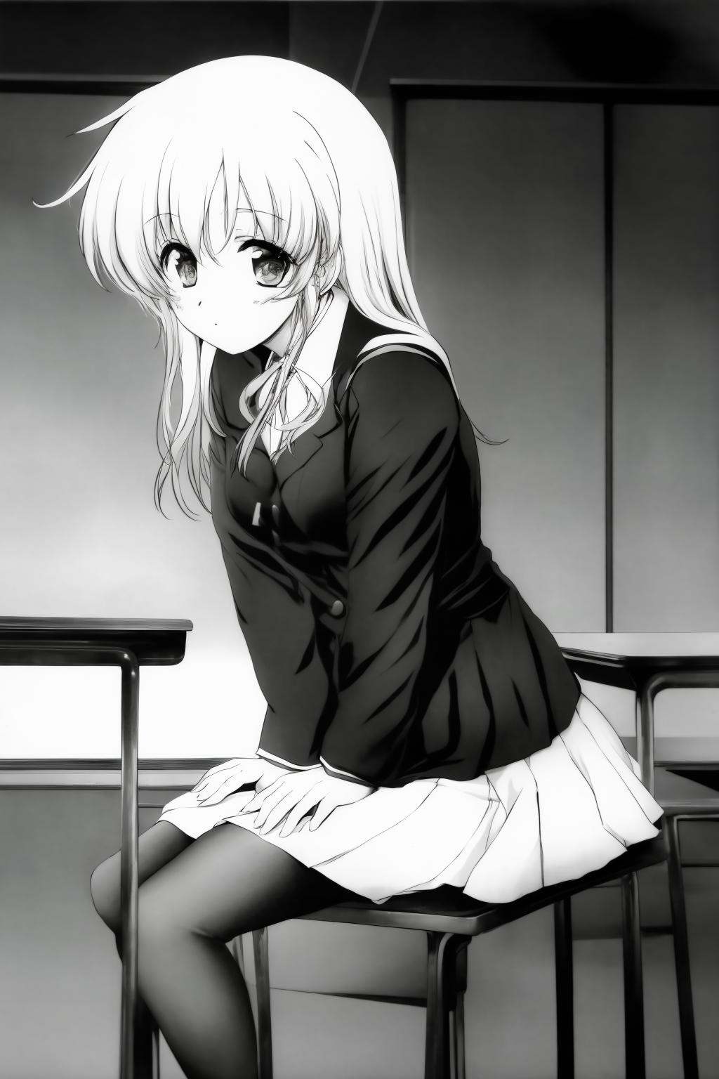 teruokakuta,  monochrome,  1girl by SysDeep on Tensor.Art