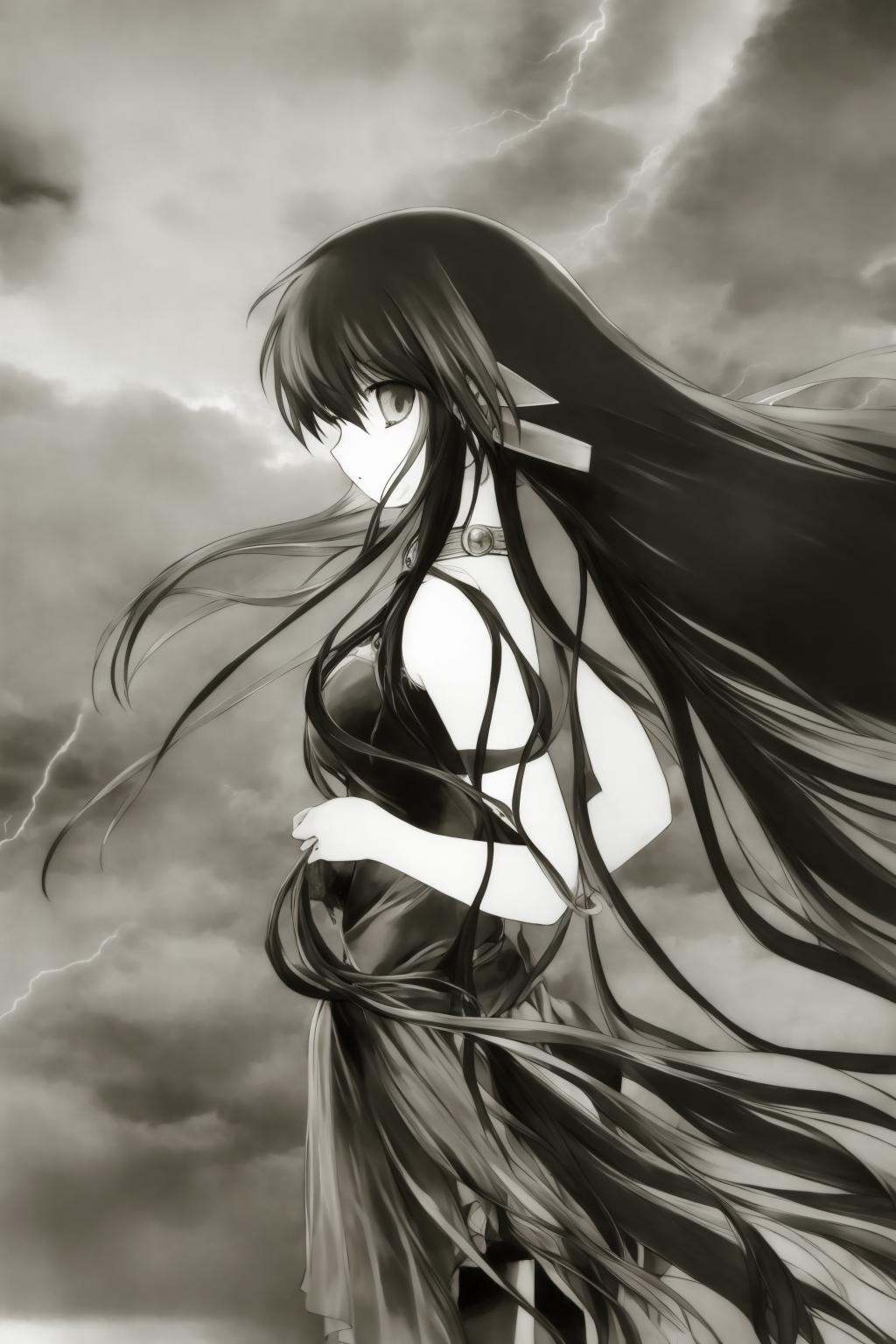 teruokakuta,  monochrome,  1girl by SysDeep on Tensor.Art