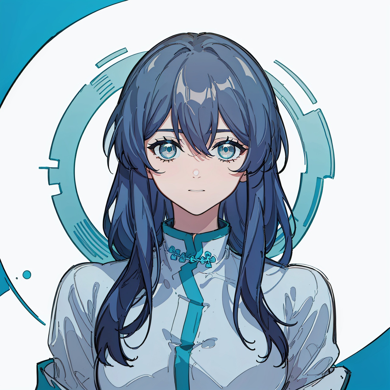  (masterpiece:1.3),(the best quality:1.2),(super fine illustrations:1.2),(Masterpiece),high quality,high detail,(white background:1.2),looking at viewer,(SOLO:1.4),outline,simplebackground,, chinese clothes,long sleeves,jacket,bangs,long_hair,hair_between_eyes,shiny_hair,hair between eyes,blue eyes,