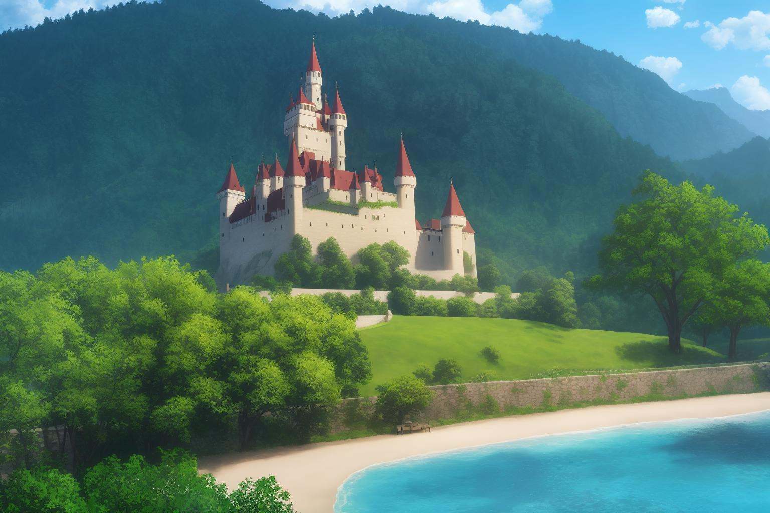 outdoors,  on_hill,  castle on Tensor.Art