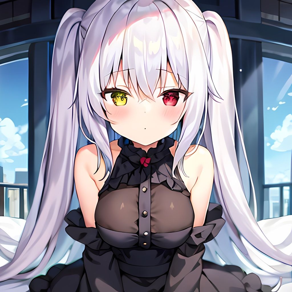 1girl, solo, heterochromia, long hair, yellow eyes, red eyes,  <lora:succubus_chioe_1.0:1.1>