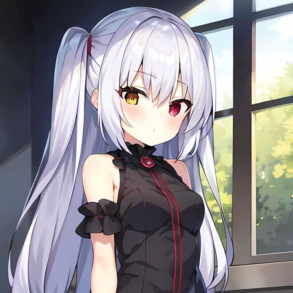 1girl, solo, heterochromia, long hair, yellow eyes, red eyes,  <lora:succubus_chioe_1.0:1.1>