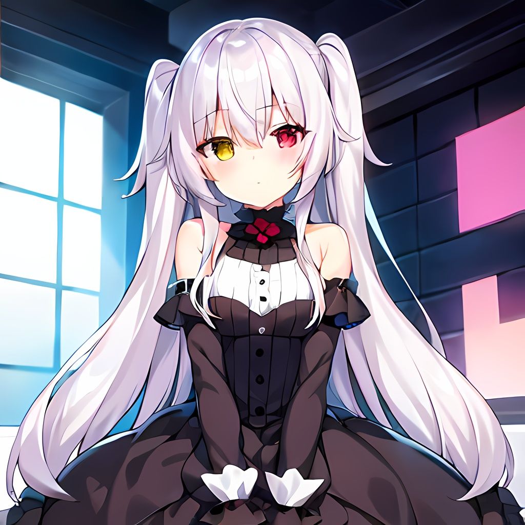 1girl, solo, heterochromia, long hair, yellow eyes, red eyes,  <lora:succubus_chioe_1.0:1.1>