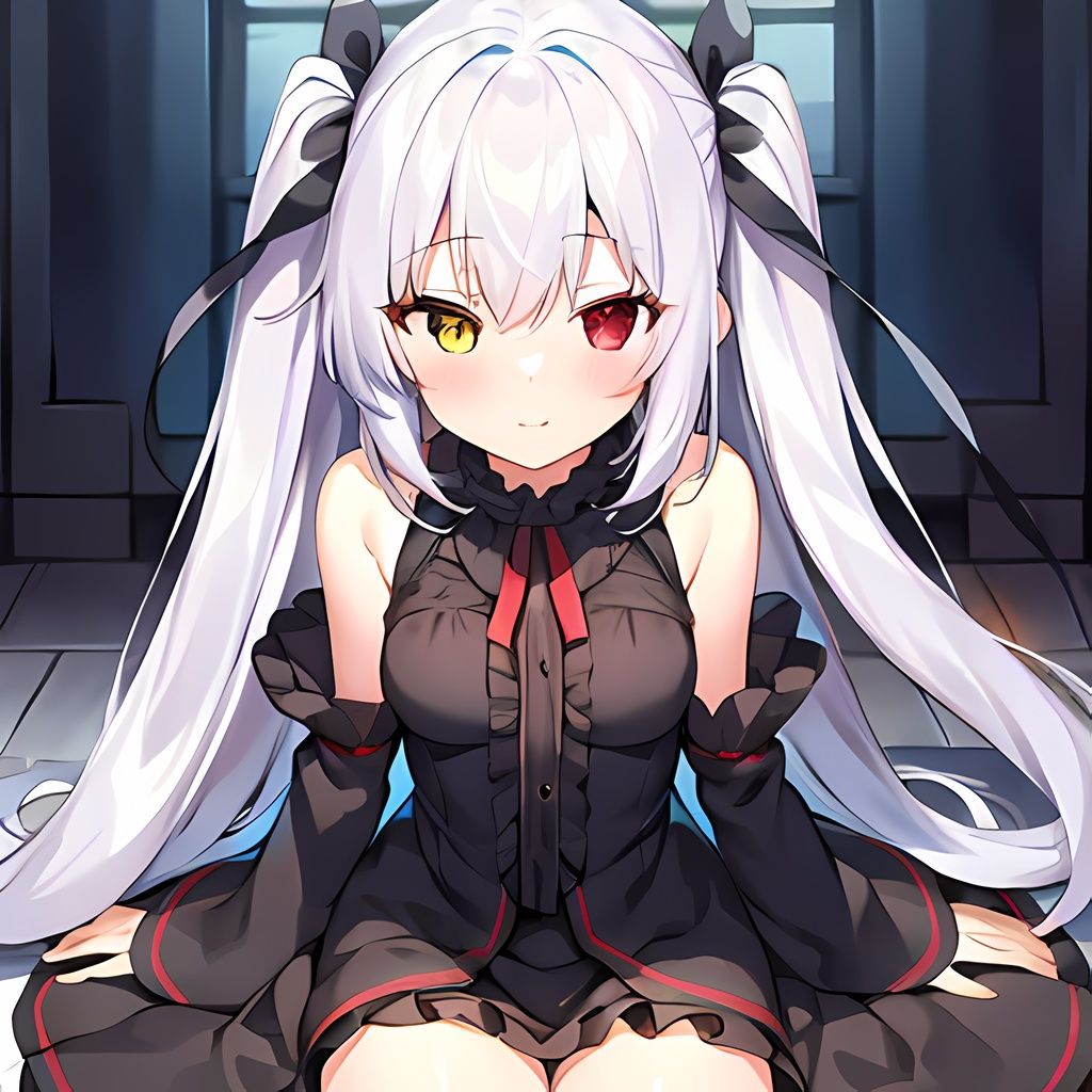 1girl, solo, heterochromia, long hair, yellow eyes, red eyes,  <lora:succubus_chioe_1.0:1.1>