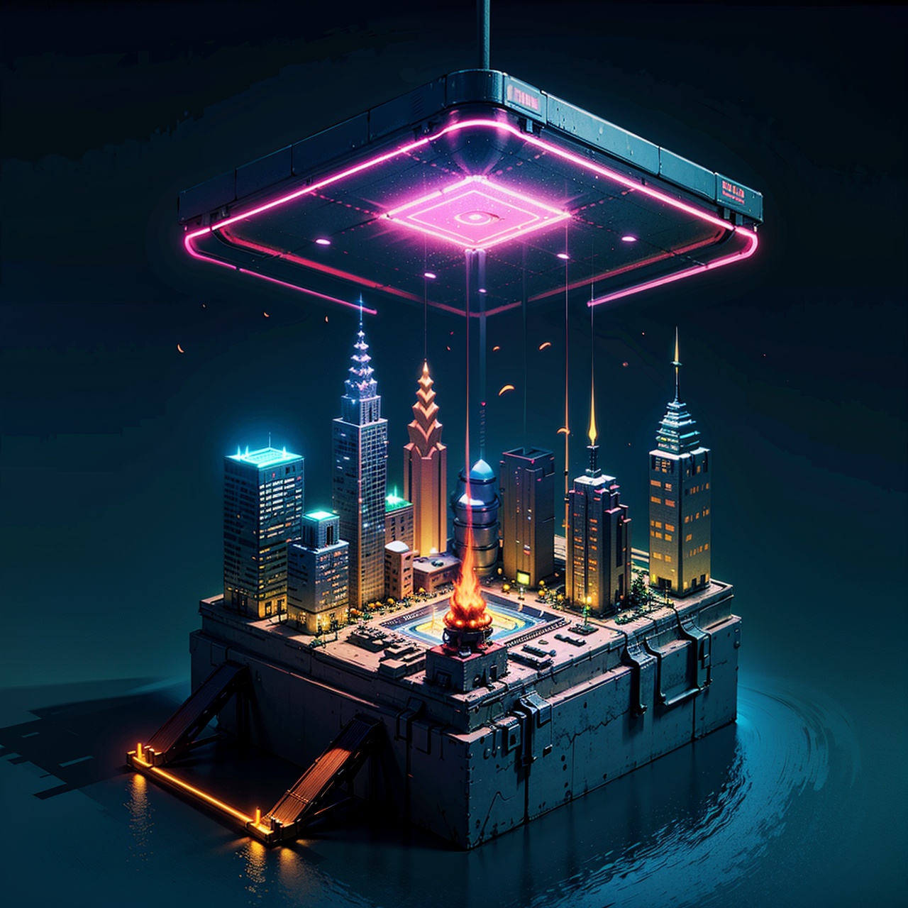 best quality,  small city,  neon light by Ai Art Vision on Tensor.Art