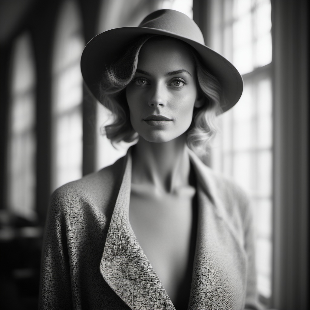 rebhanna,  close up portrait,  An elegant woman model gracefully poses for a midcentury modern-inspired fashion shoot on T...