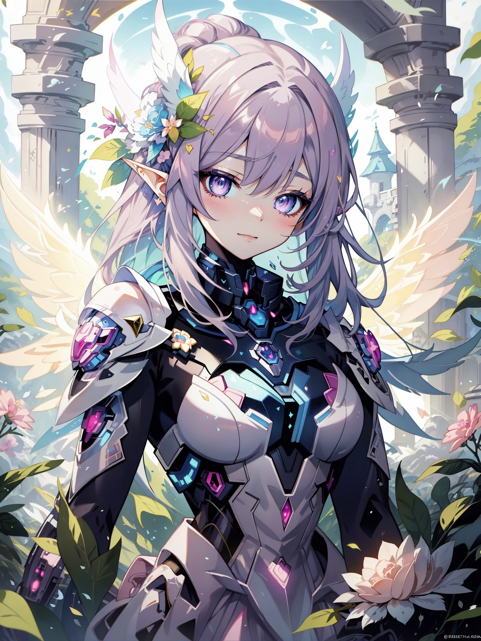 there is a picture of a pretty fairy with a pink dress,  fairy aesthetics,  of an beautiful angel girl on Tensor.Art