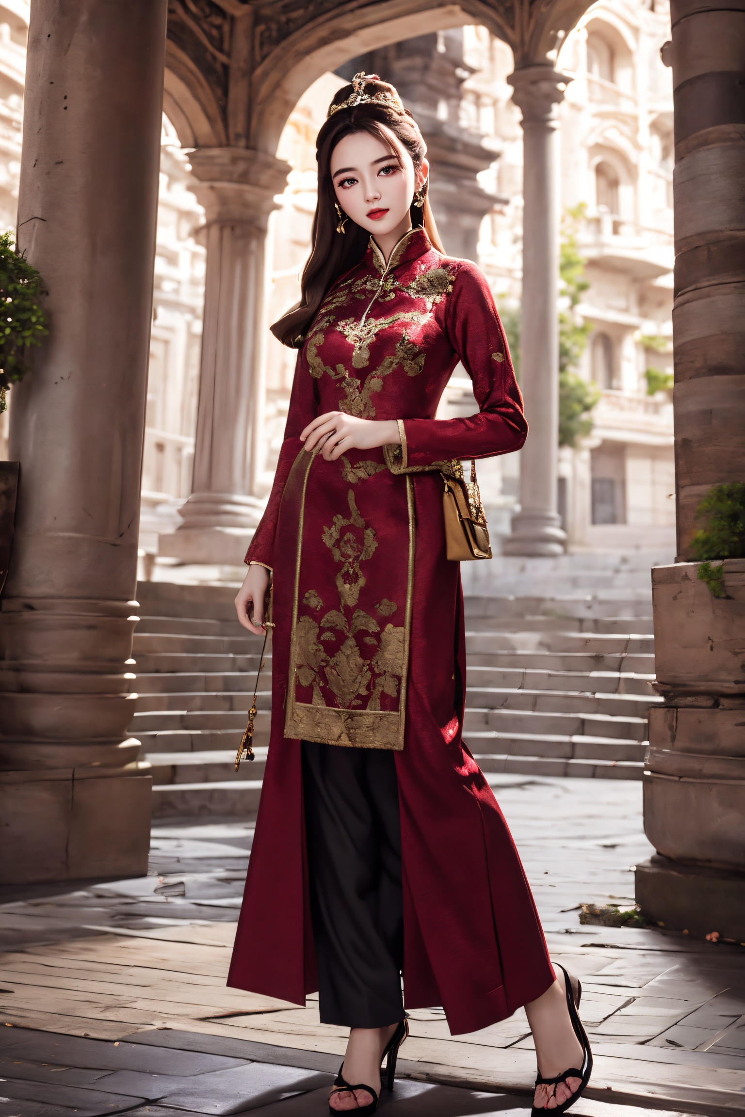 masterpiece,  full body realistic portrait,  outdoor at a wonder of the world on Tensor.Art