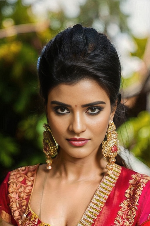 AishwaryaRajesh,  in saree,  wearing antique temple jewellery on Tensor.Art