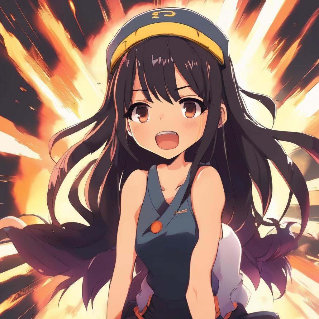 1girl,  anime girl,  explosive scene on Tensor.Art