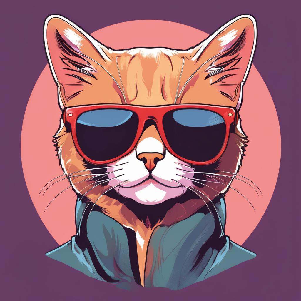 A cat wearing sunglasses,  ,  in the style of ExCRedmAF on Tensor.Art
