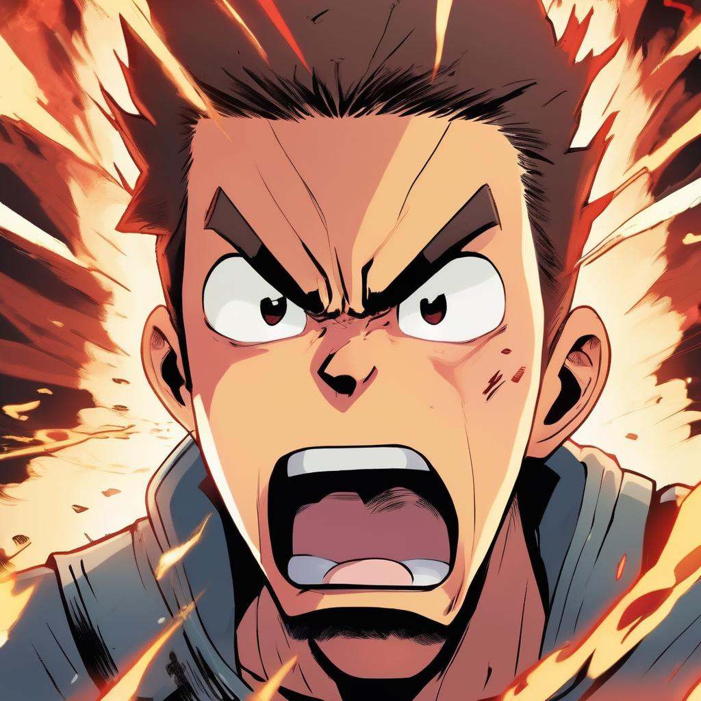 A angry boy,  explosive scene,  close-up on Tensor.Art