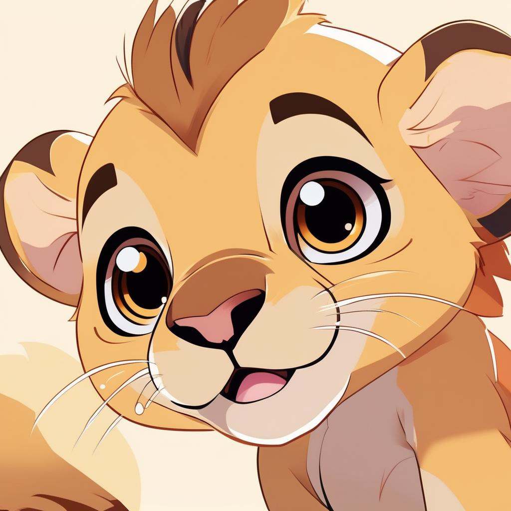A cute baby lion,  close-up, on Tensor.Art