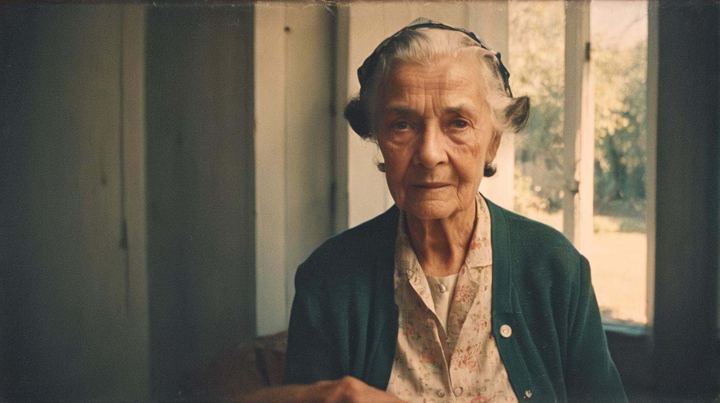 Vintage Photograph,  Elderly Woman Portrait,  Analog Film on Tensor.Art