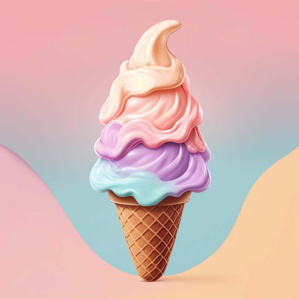 A logo for an ice cream brand,  melting ice cream,  pastel colors. on Tensor.Art