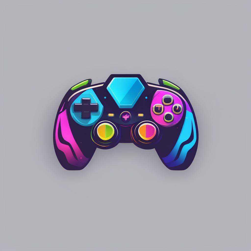 A logo for a gaming community,  gaming controller,  bold and electric colors. on Tensor.Art