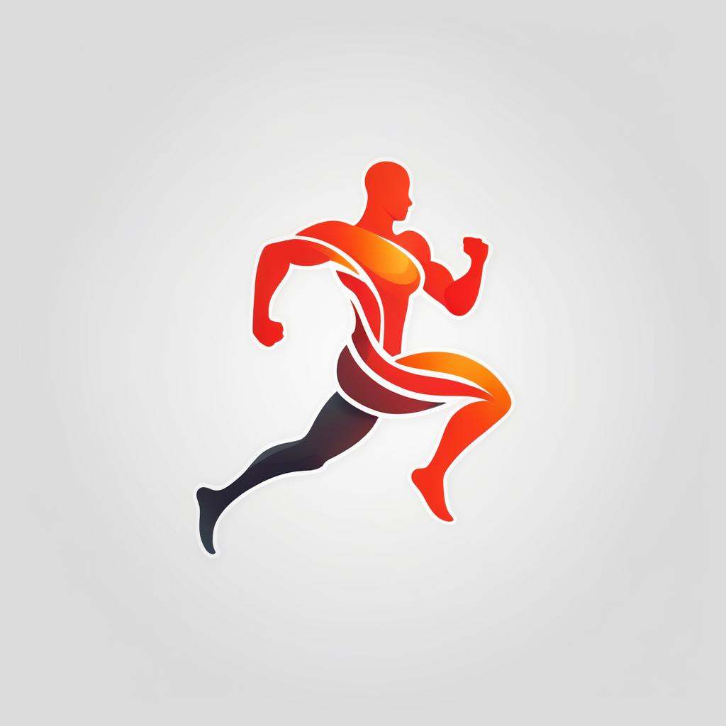 A logo for a fitness app,  dynamic running figure,  energetic colors (red on Tensor.Art