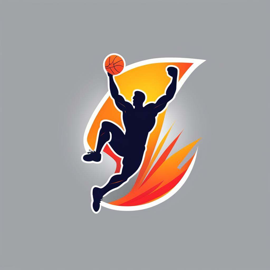 A logo for a sports apparel brand,  athlete silhouette,  energetic colors. on Tensor.Art