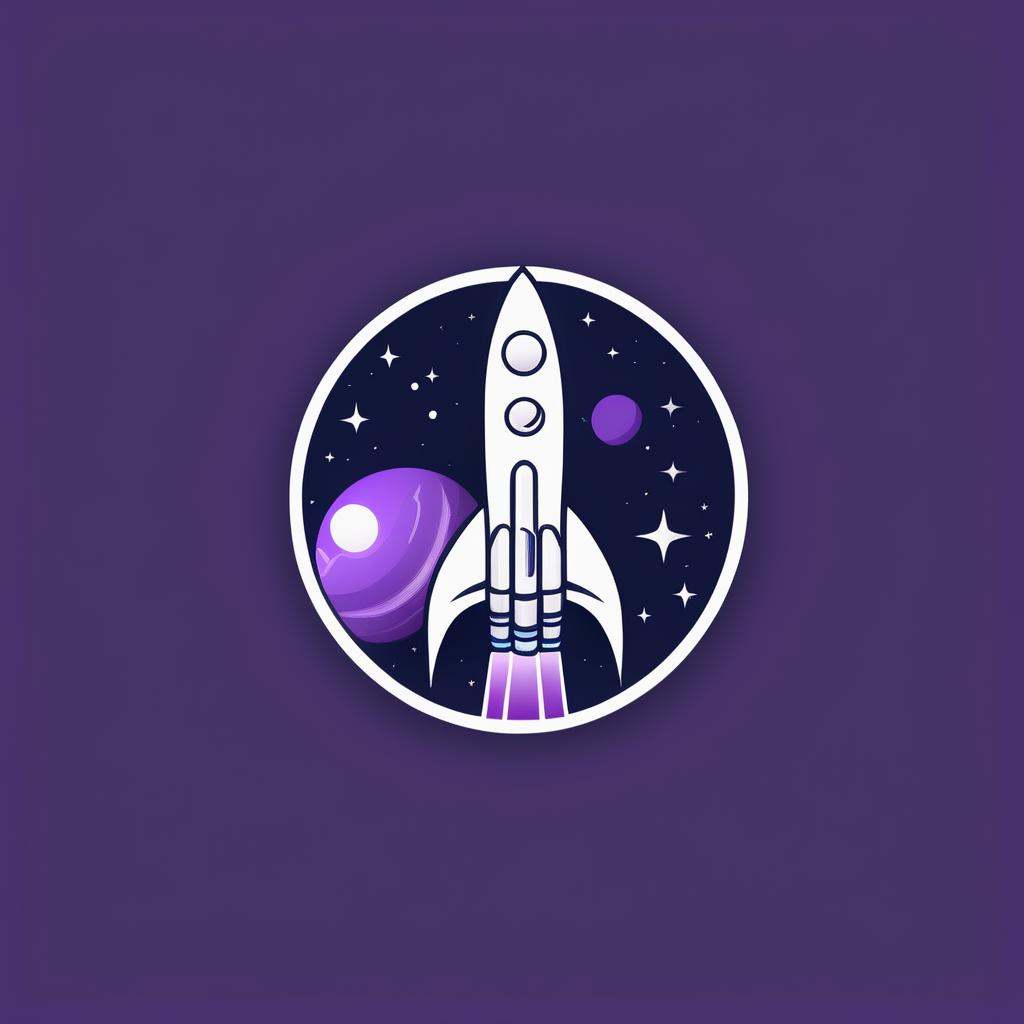 A logo for a space travel company,  launching rocket,  space-themed colors (black on Tensor.Art