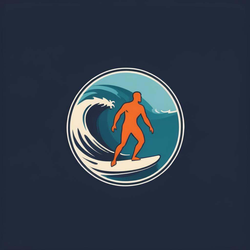 logo,  A logo for a surf school,  surfer riding a wave on Tensor.Art