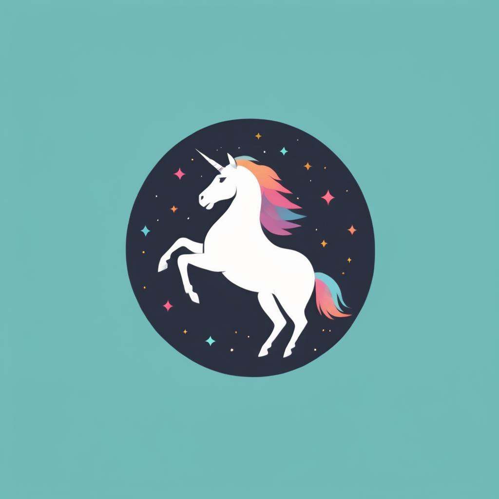 logo,  A colorful logo,  of a unicorn on Tensor.Art