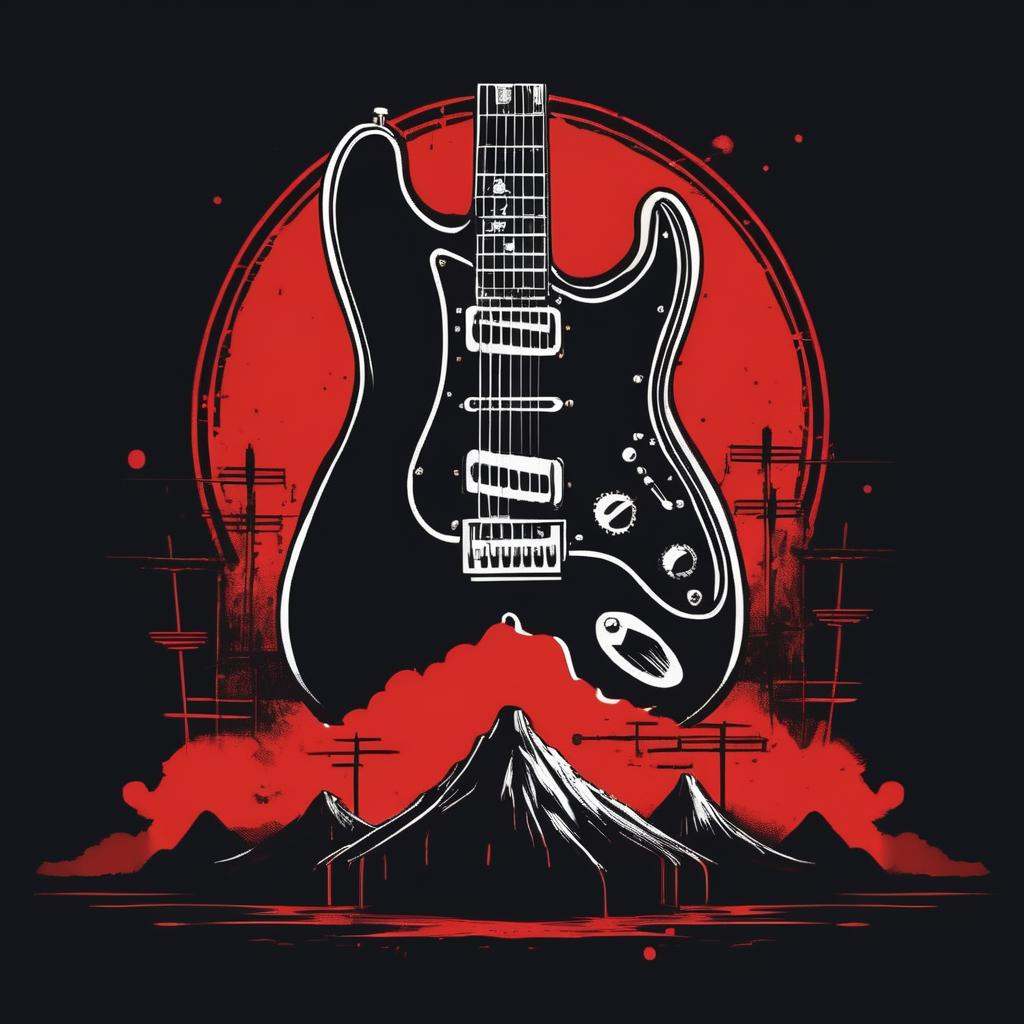 Rock Band T-shirt,  Guitar Object,  Concert Stage Landscape on Tensor.Art