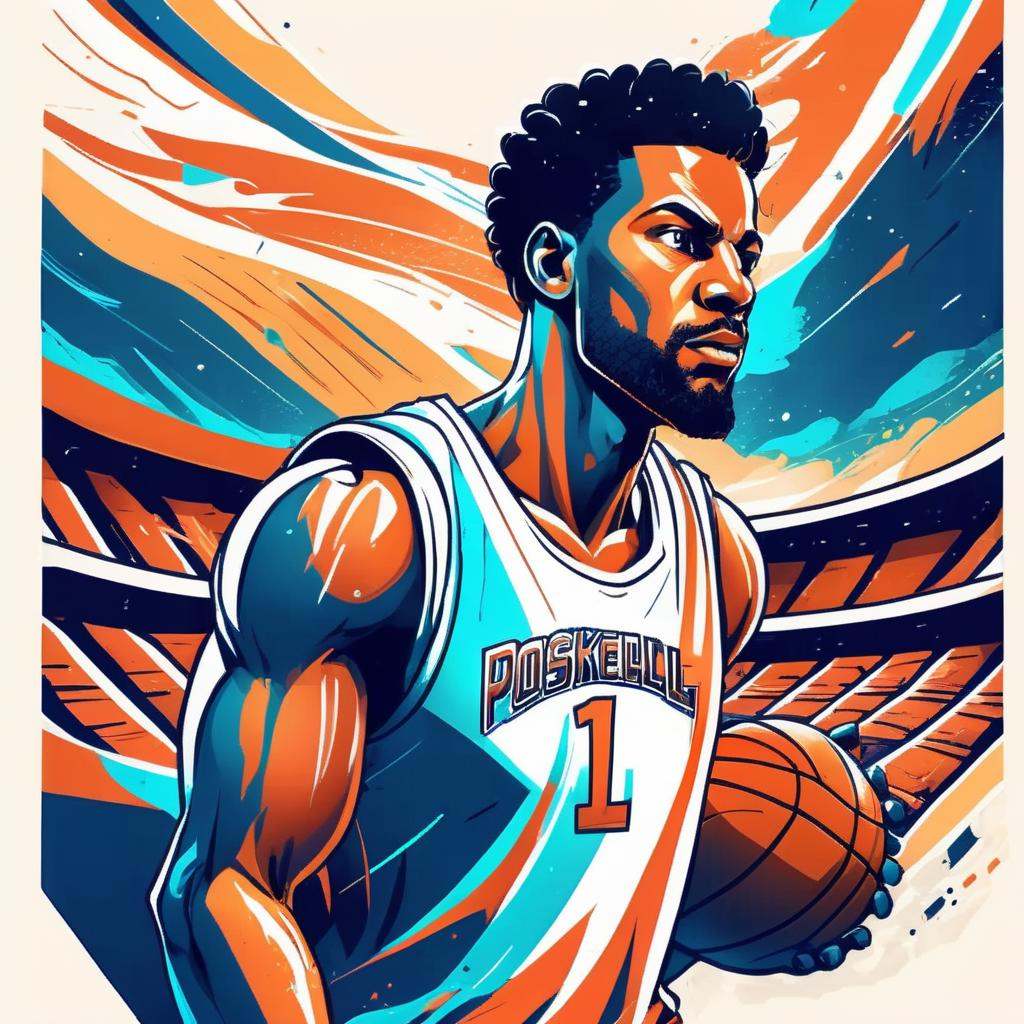 Athletic T-shirt,  Basketball Player Character,  Stadium Landscape on Tensor.Art