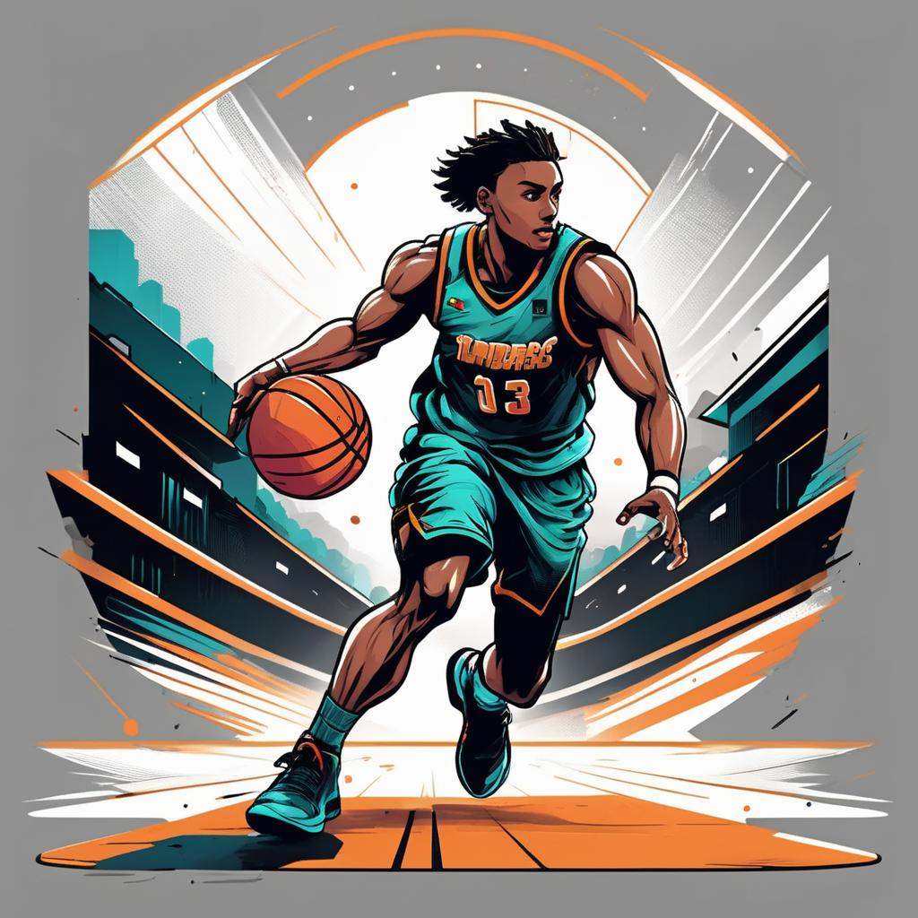 Athletic T-shirt,  Basketball Player Character,  Stadium Landscape on Tensor.Art