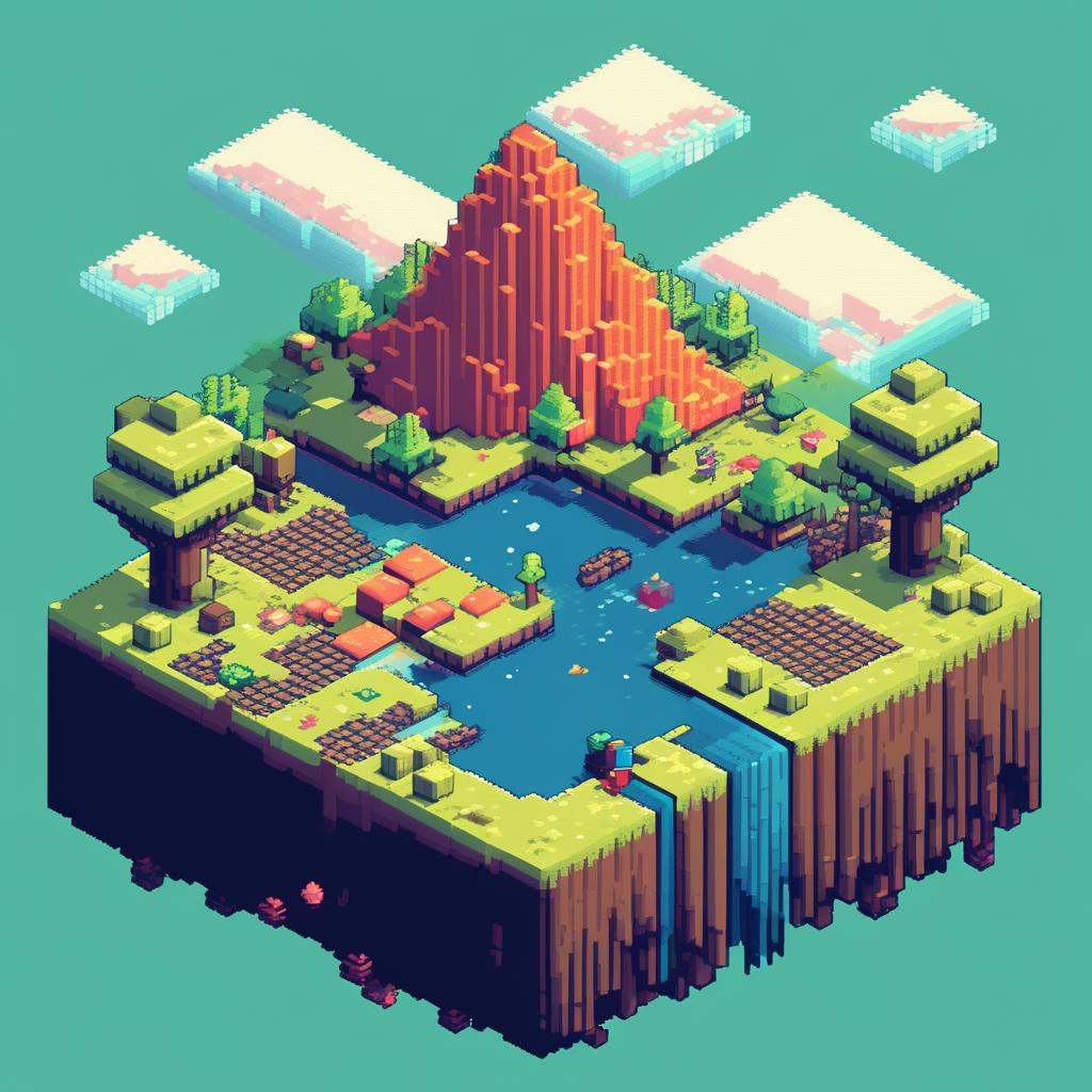 Nostalgic T-shirt,  Retro Game Character,  Pixelated Landscape on Tensor.Art
