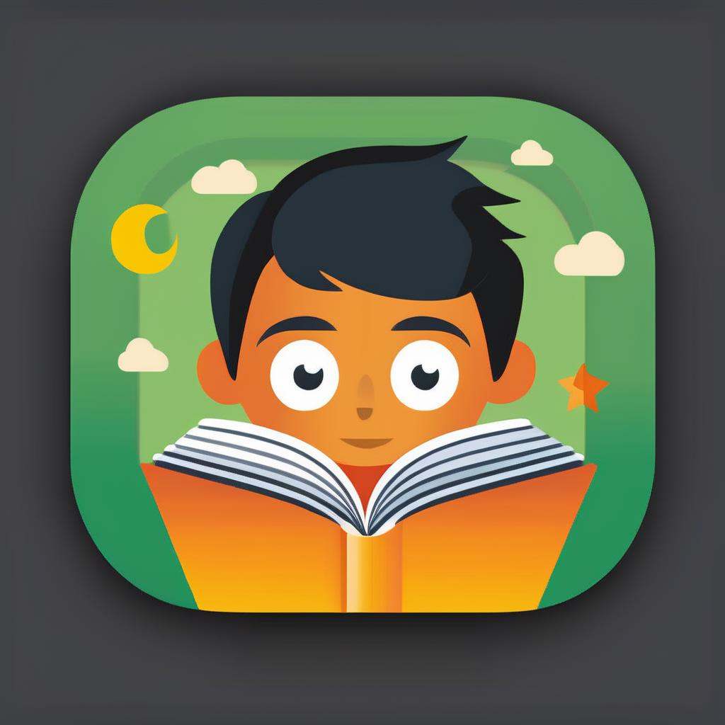 a boy reading a book,  highly detailed,  ios icon app on Tensor.Art