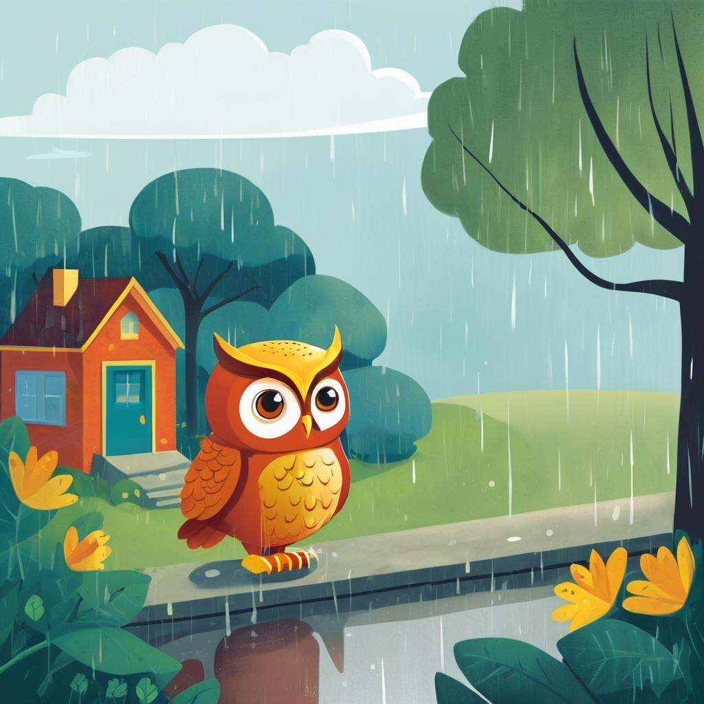 Educational Children's Book Illustration,  Primary Color Palette,  Wise Owl on Tensor.Art
