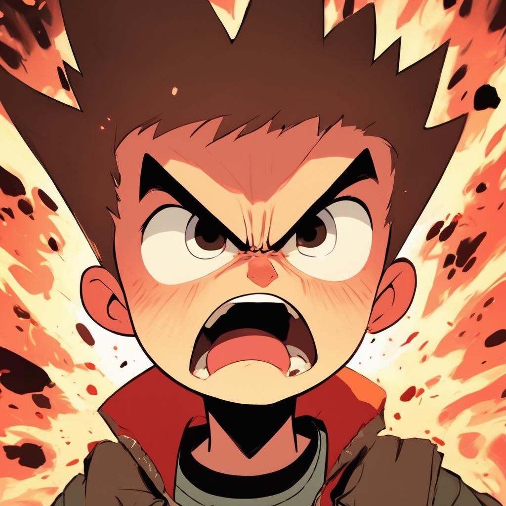 A angry boy,  explosive scene,  close-up on Tensor.Art