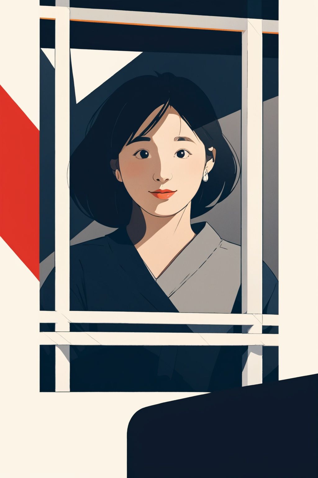 masterpiece,best quality,[(white background:1.2)::0.9],simple background,1girl,office room,flatillustration,illustration,looking at viewer,bianping