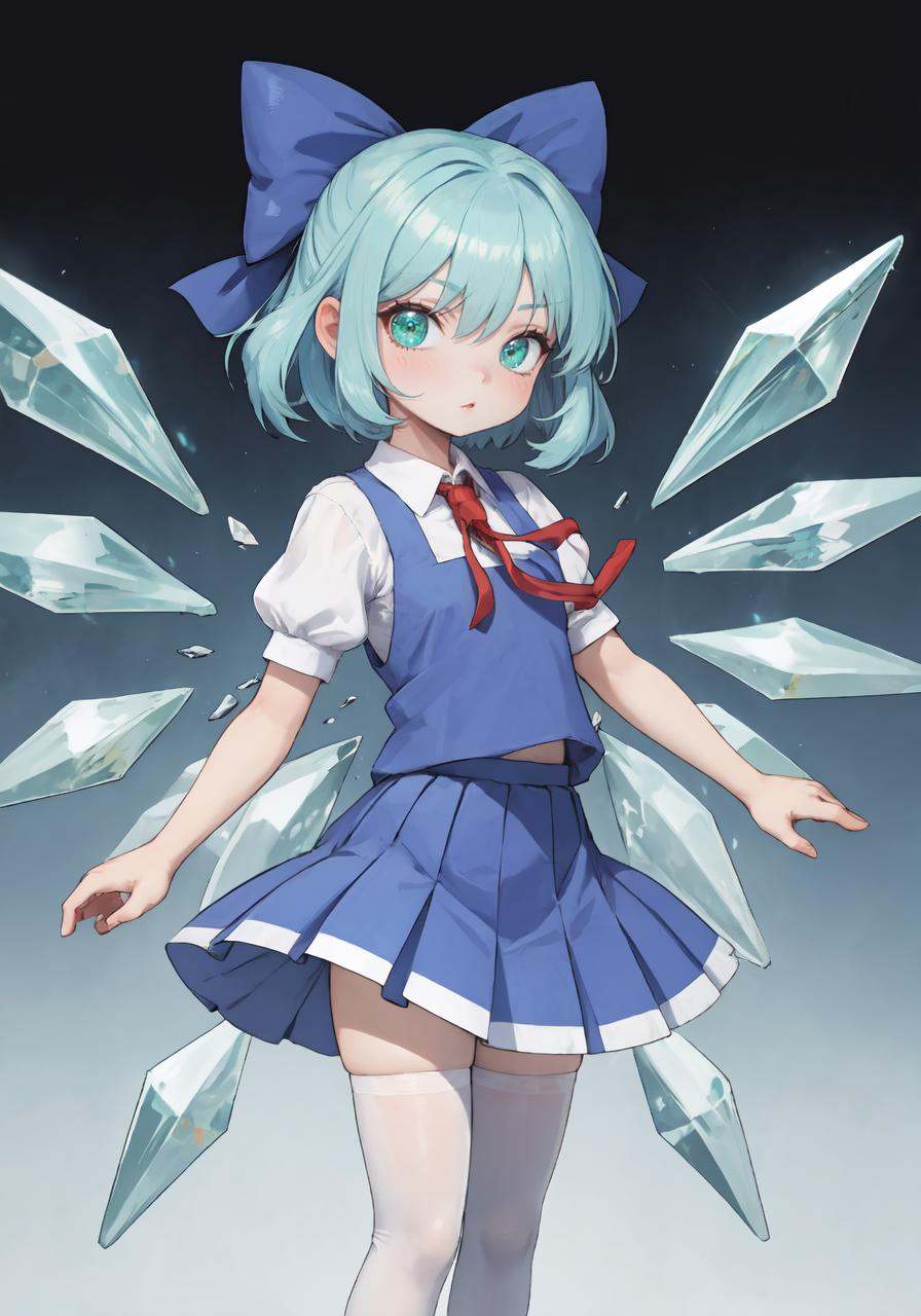 Cirno,  crystals ,  thighhighs on Tensor.Art
